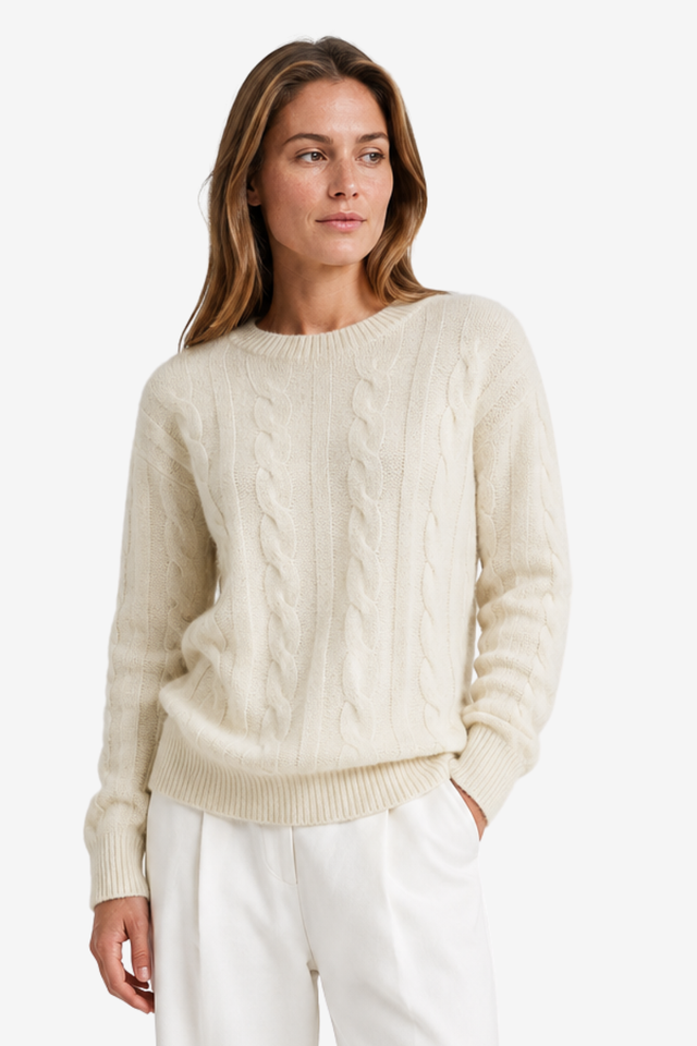 VALERIQUE | Pull en Maille Torsadée pour Femme – Col Rond Manches Longues Design Confortable