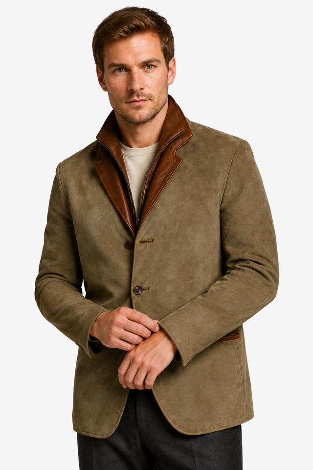 VALERIQUE | Veste de costume pour homme à deux boutons – Col à revers avec fermeture zippée superposée