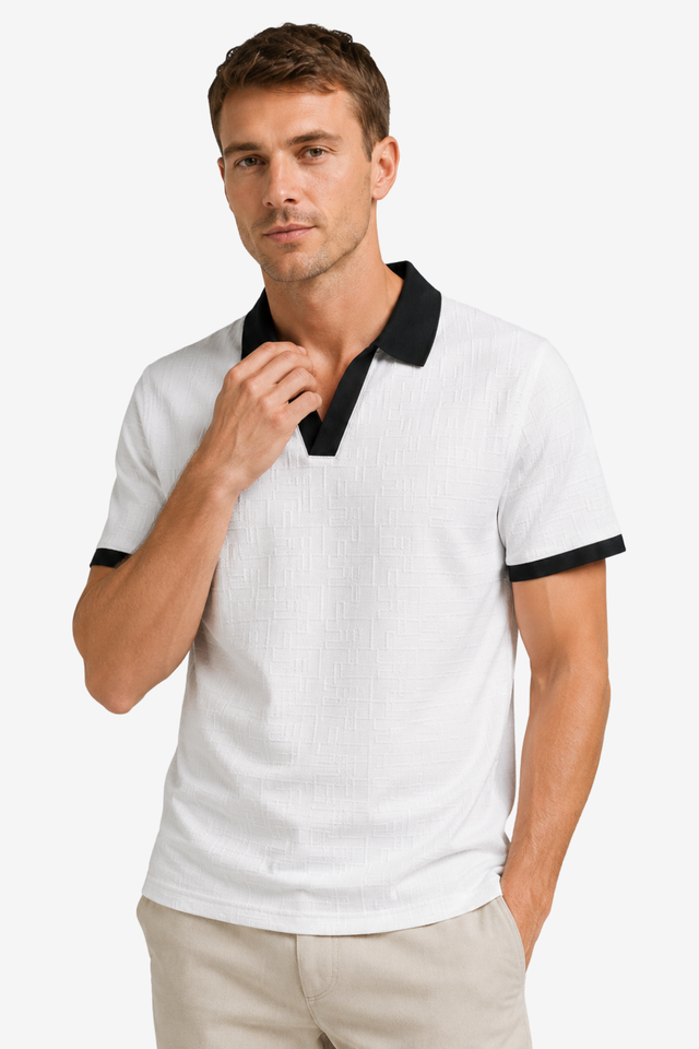 VALERIQUE | Polo à Col V pour Homme – Col Contrasté et Coupe Régulière