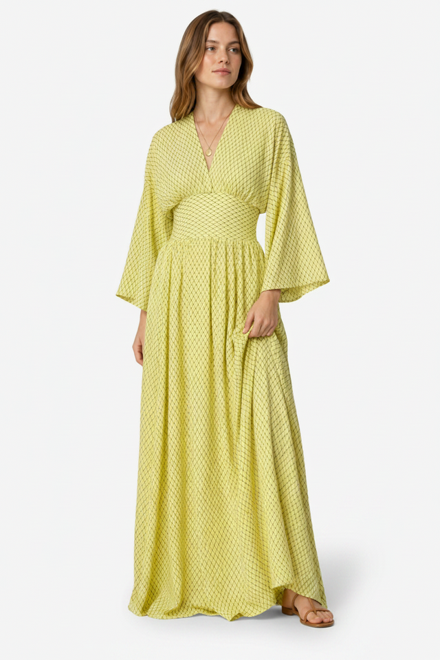 VALERIQUE | Robe Longue en Coton Léger Texturé pour Femme – Manches Amples