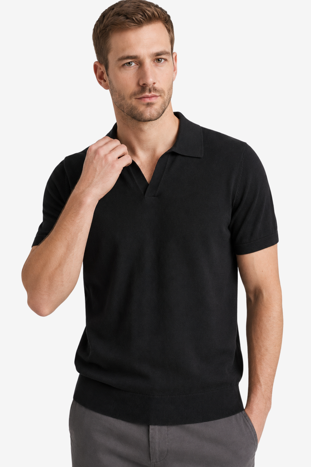 VALERIQUE | Polo Minimaliste en Maille Légère pour Homme – Col Ouvert Décontracté
