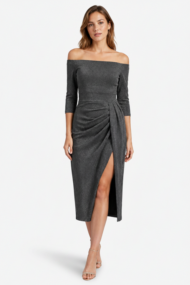 VALERIQUE | Femme Robe Gaine Glissante pour- Noir et Rouge