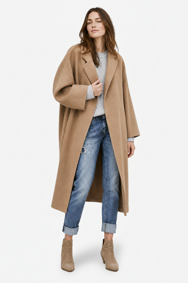 VALERIQUE | Manteau Long pour Femme – Devant Ouvert Coupe Oversize Décontractée