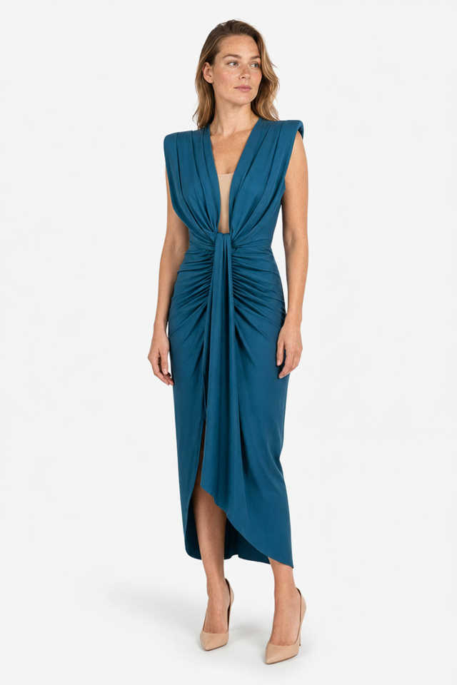 VALERIQUE | Robe Midi Plissée en Coton Léger pour Femme – Taille Marquée