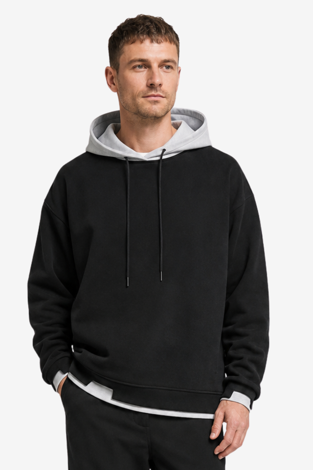 VALERIQUE | Sweat à Capuche Superposé pour Homme – Capuche Contrastante Coupe Décontractée à Enfiler
