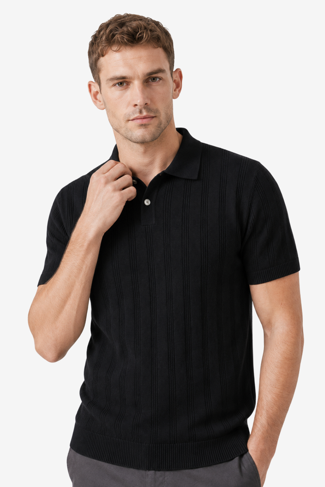 VALERIQUE | Polo Texturé Léger en Coton pour Homme – Col Classique Décontracté