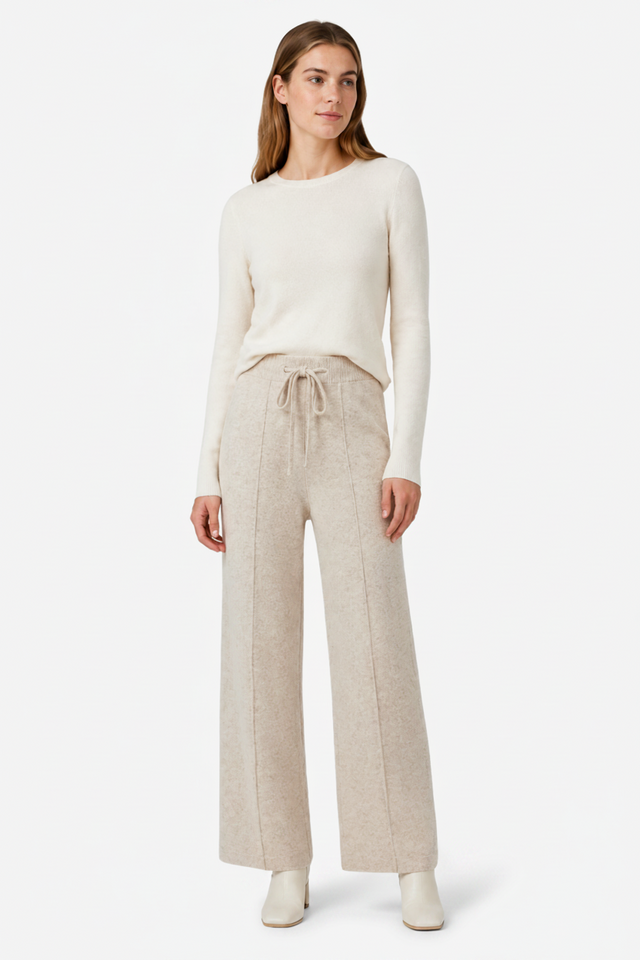 VALERIQUE | Pantalon Large en Laine Pure pour Femme – Élégance Décontractée