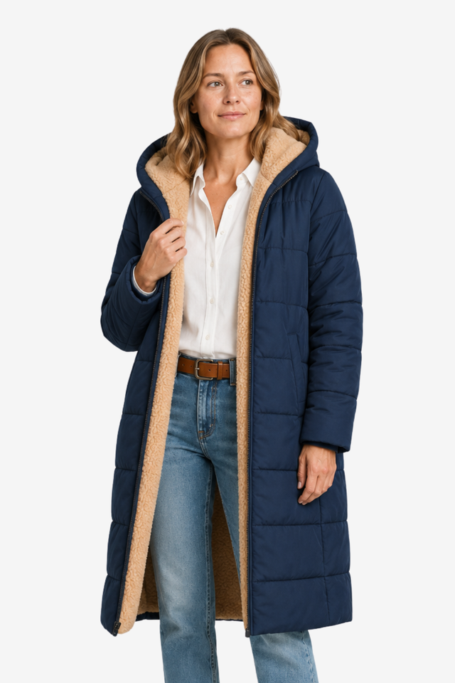 VALERIQUE | Manteau d'hiver long pour femme – Coupe moderne matelassée avec capuche