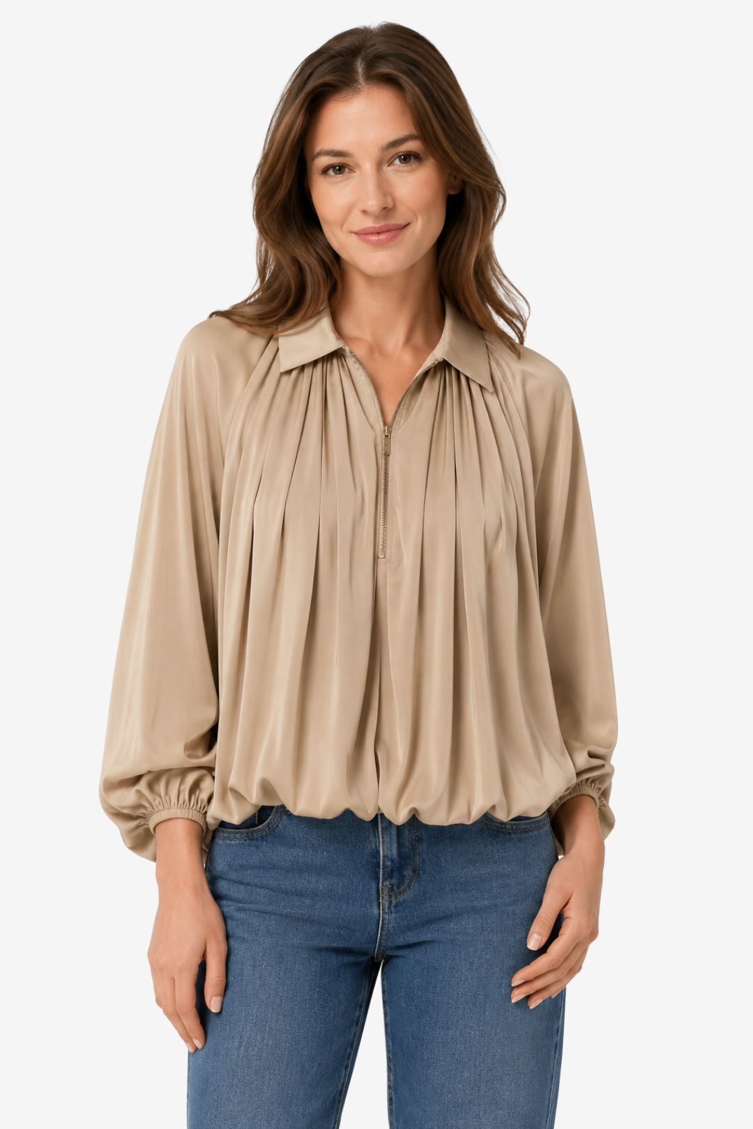 VALERIQUE | Blouse à Revers Plissés pour Femme – Élégance Fluide