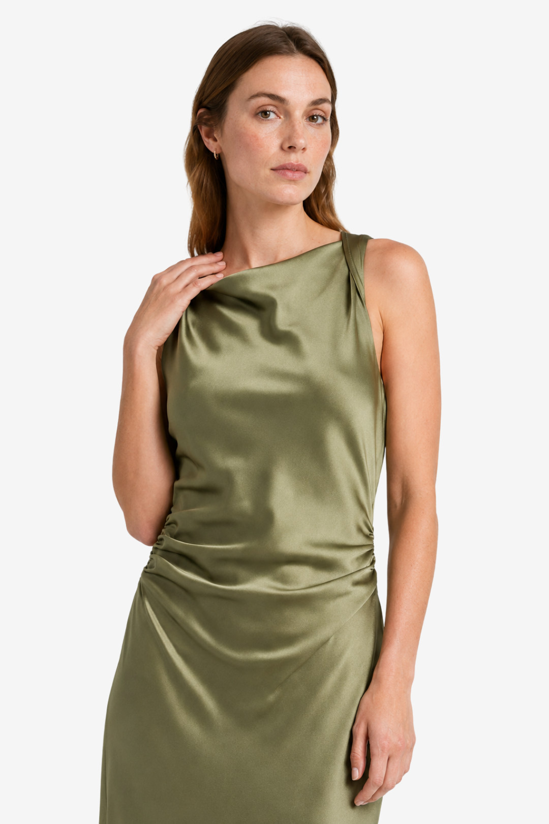 VALERIQUE | Robe Midi Satinée Type Slip pour Femme – Élégance Fluide