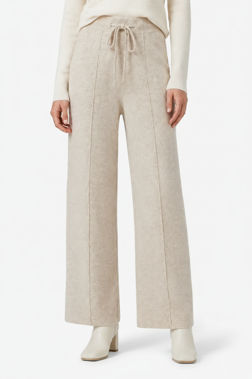 VALERIQUE | Pantalon Large en Laine Pure pour Femme – Élégance Décontractée