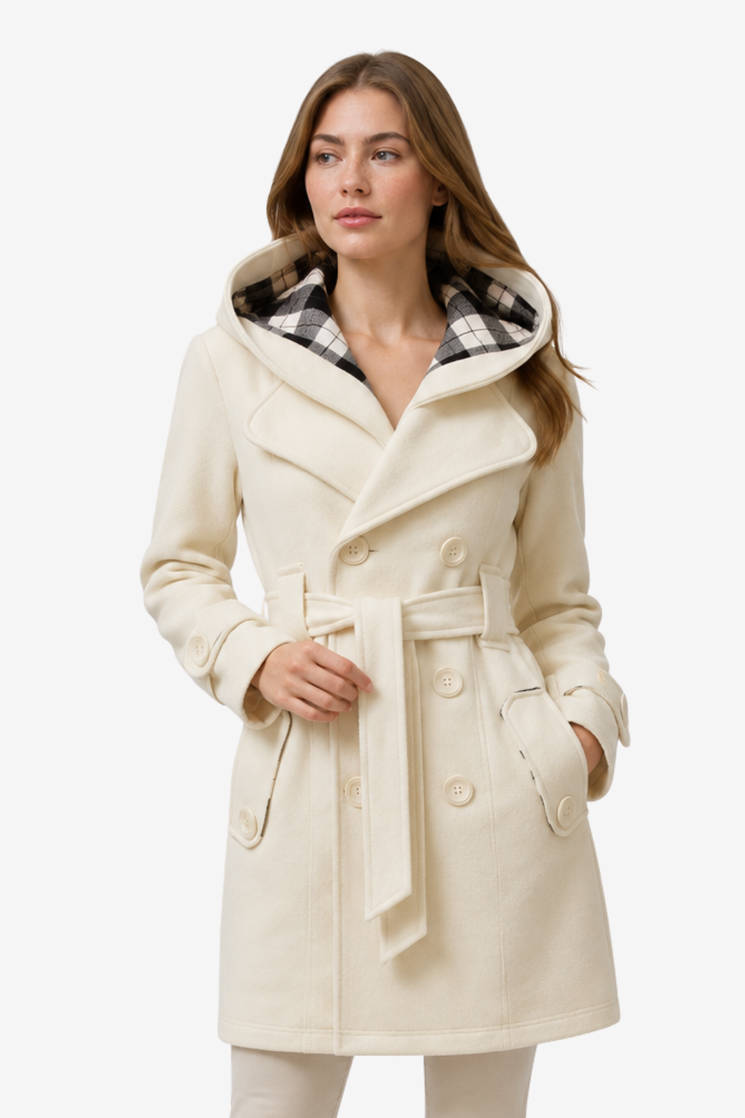 VALERIQUE | Trench à Capuche pour Femme – Double Boutonnage Design Ceinturé