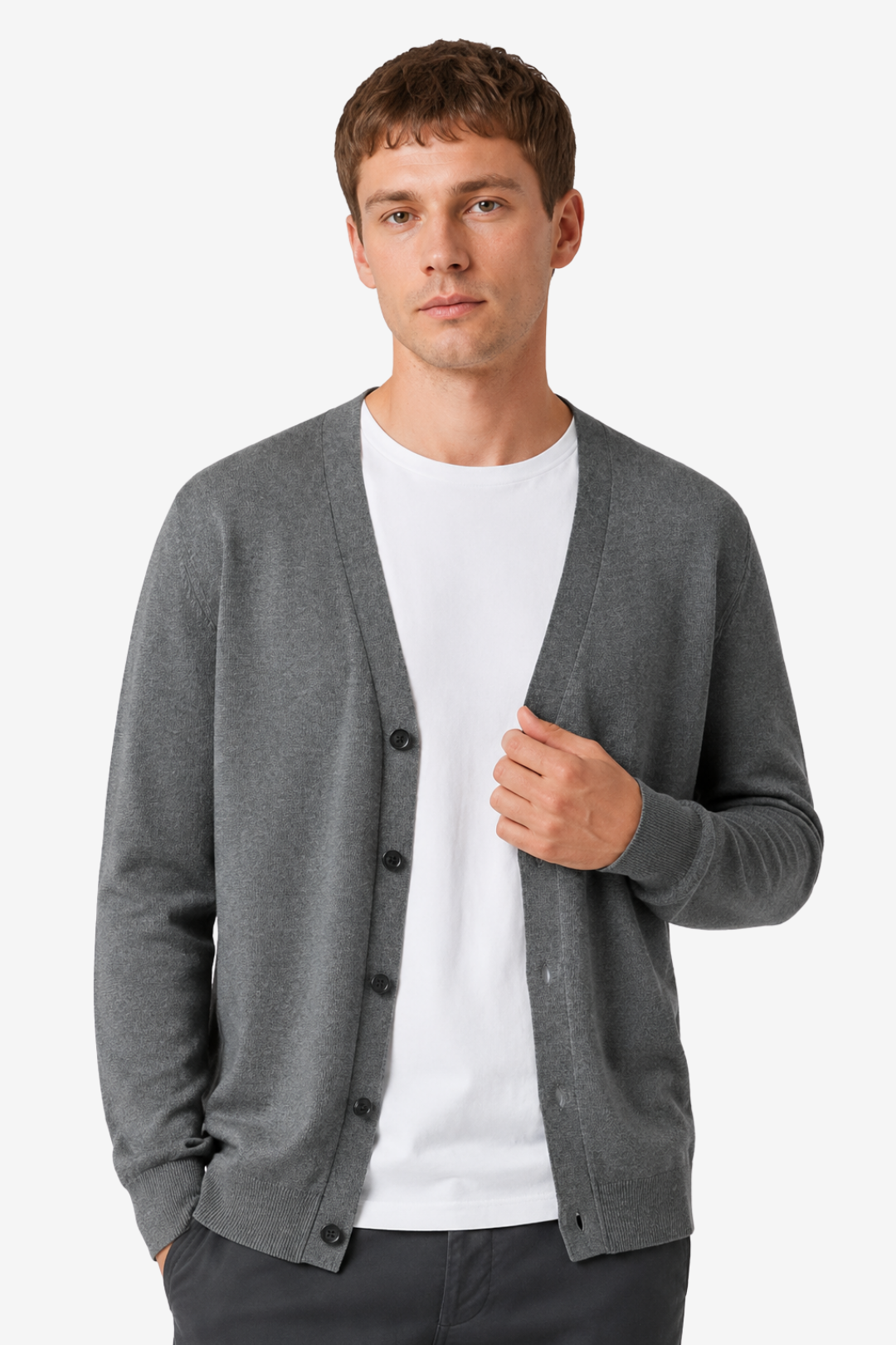 VALERIQUE | Cardigan Homme en Laine Mérinos – Design Classique à Boutons