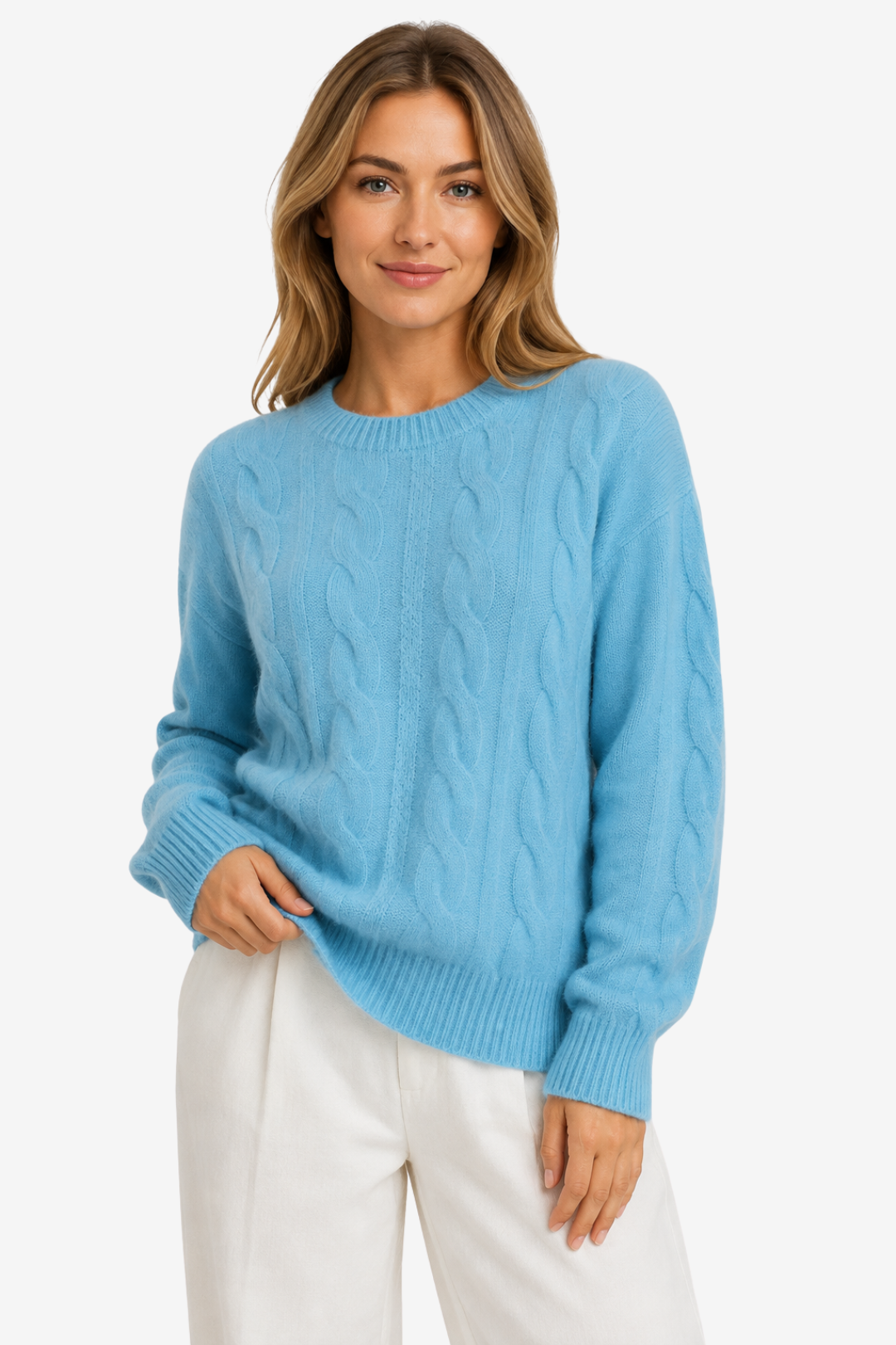 VALERIQUE | Pull en Maille Torsadée pour Femme – Col Rond Manches Longues Design Confortable