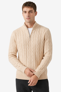 VALERIQUE | Pull Homme Jacquard Demi-Zip – Style Intemporel