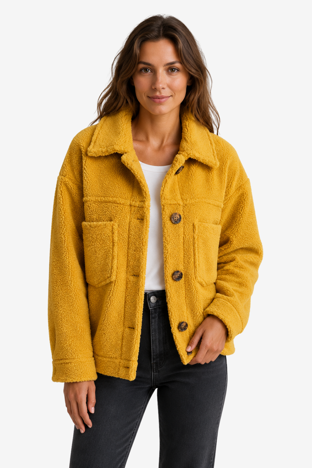 VALERIQUE | Manteau Droit Femme – Polaire Texturée et Poches