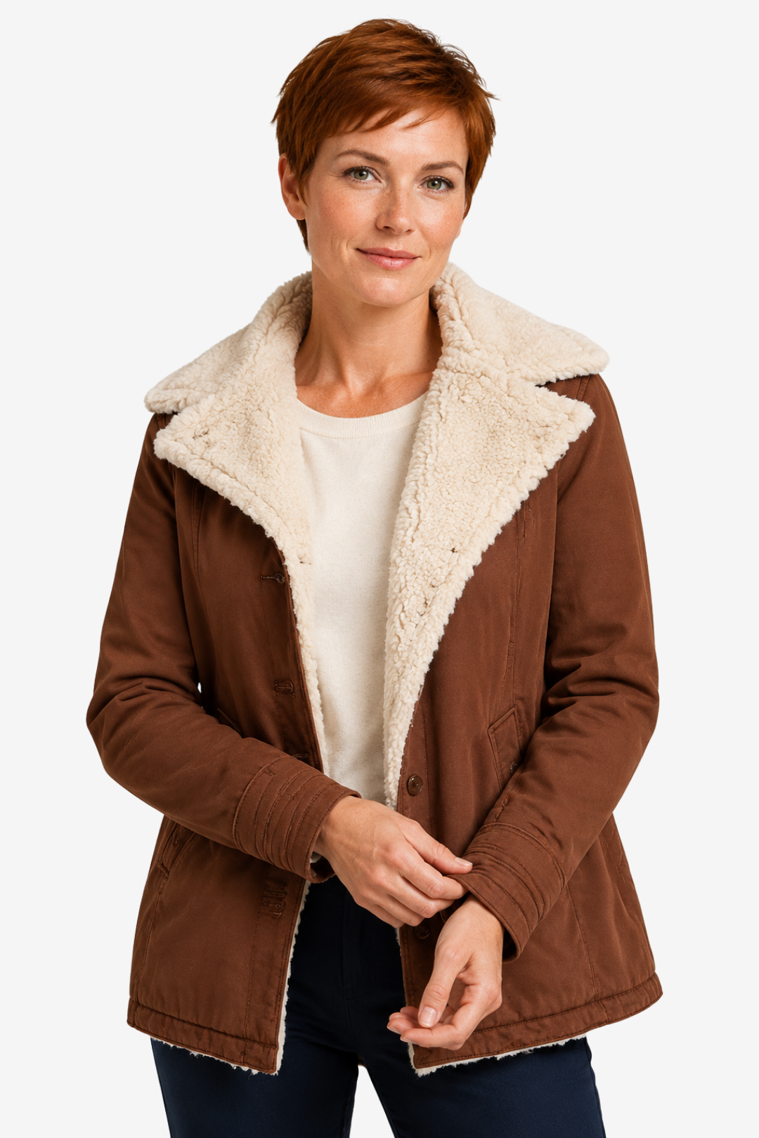 VALERIQUE | Manteau d’hiver à manches longues pour femme – Doublure polaire et fermeture boutonnée