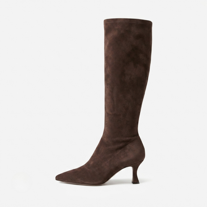 VALERIQUE | Cuissardes à Talons en Daim pour Femme – Élégance Haute