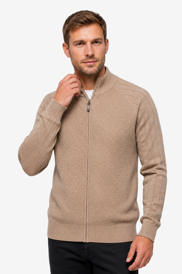 VALERIQUE | Cardigan Zippé en Coton pour Homme – Maille Élégante