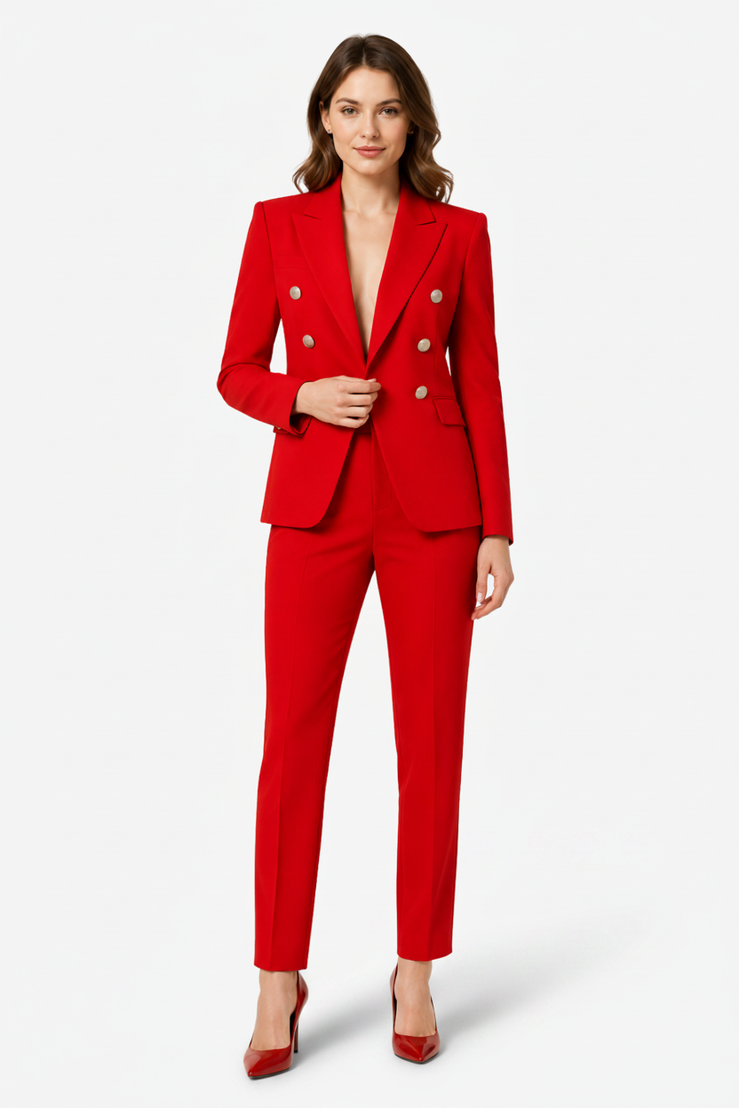 VALERIQUE | Ensemble Tailleur Deux Pièces pour Femme – Blazer Croisé Pantalon Ajusté Design Élégant
