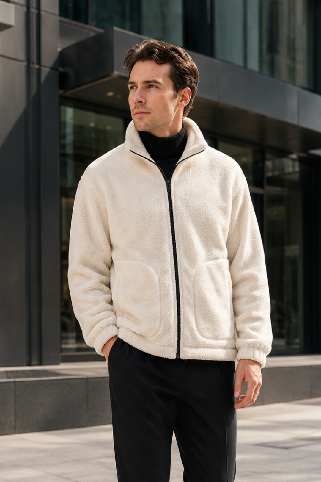 VALERIQUE | Veste Polaire pour Homme – Col Montant Fermeture Zippée Design Décontracté