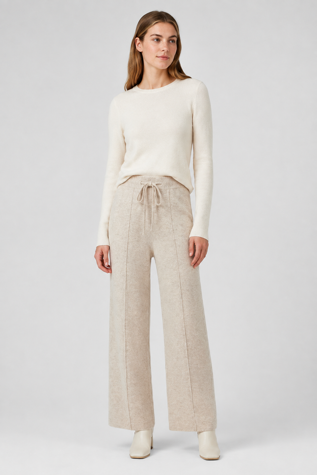 VALERIQUE | Pantalon Large en Laine Pure pour Femme – Élégance Décontractée
