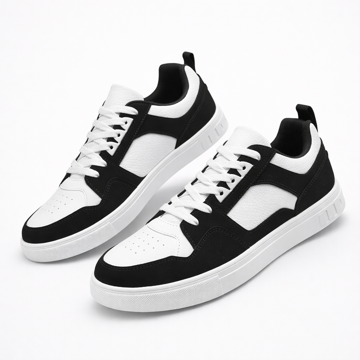 VALERIQUE | Baskets Bicolores Noir et Blanc à Lacets – Design Urbain Structuré