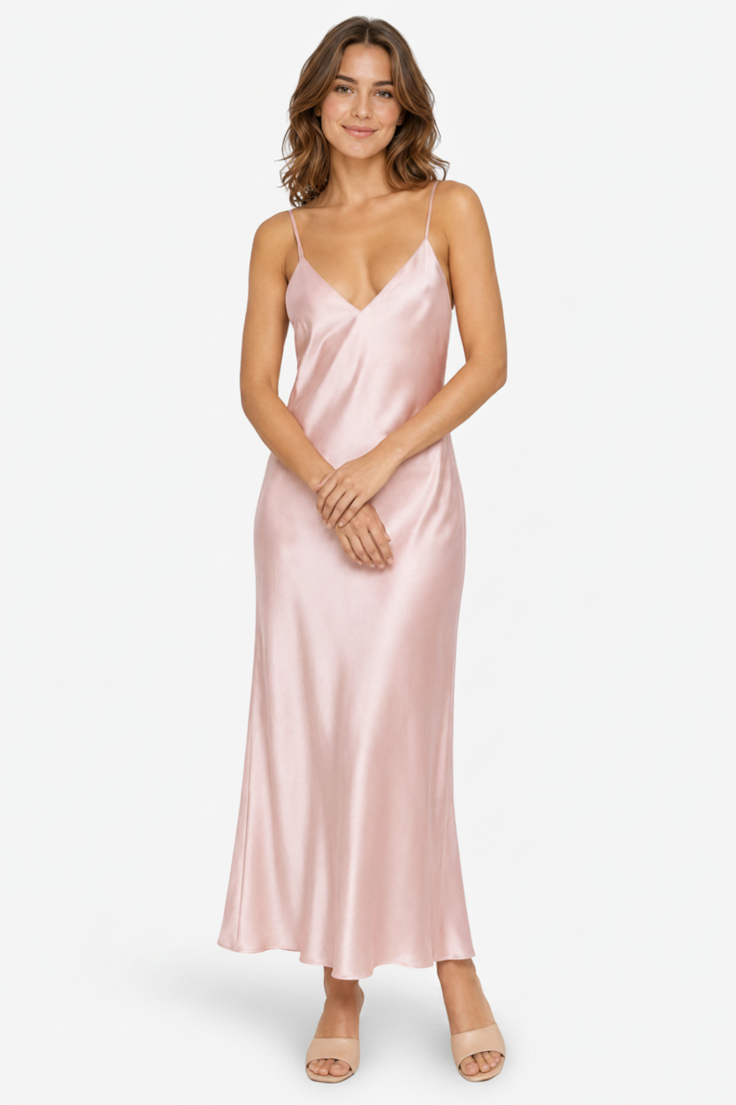 VALERIQUE | Femme Robe longue à fines bretelles coupe fluide style décontracté
