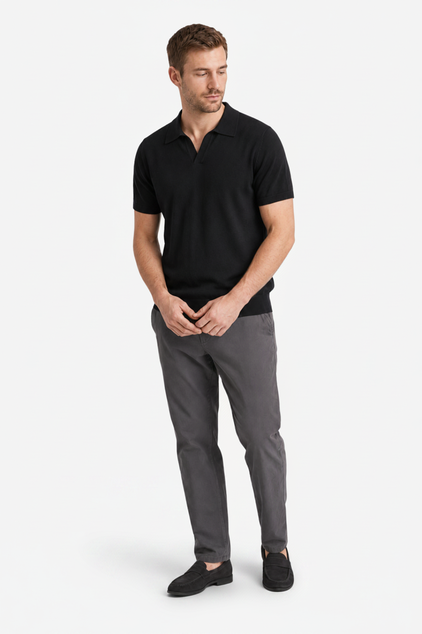 VALERIQUE | Polo Minimaliste en Maille Légère pour Homme – Col Ouvert Décontracté