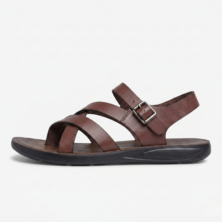 VALERIQUE | Sandales à Brides Croisées pour Homme - Brun