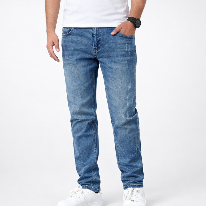VALERIQUE | Jean Droit Taille Haute en Denim Bleu Clair pour homme – Coupe Classique