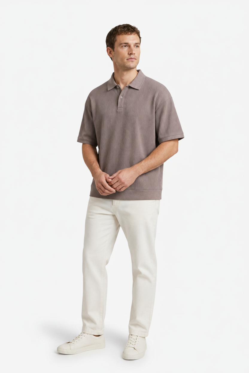 Valerique | Polo Homme en Coton Maille Côtelée – Col Classique Décontracté