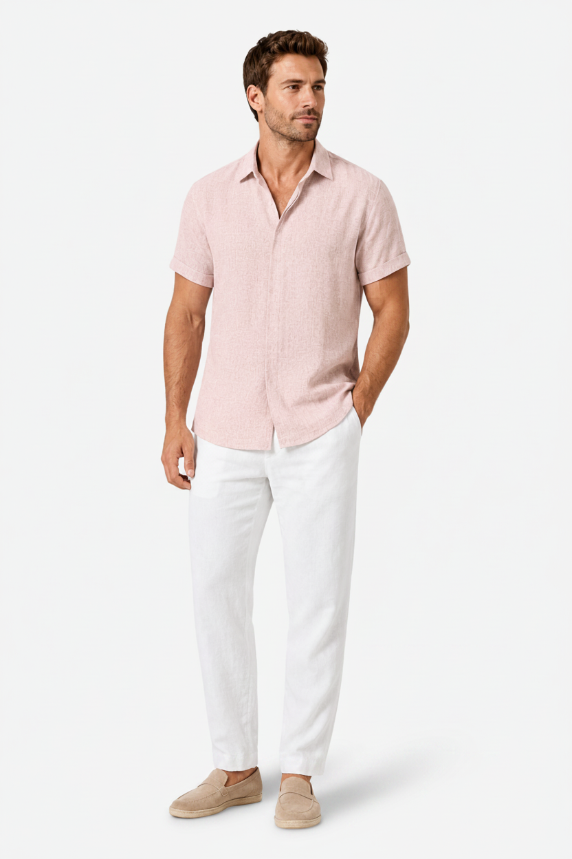 VALERIQUE | Chemise en Lin pour Homme – Manches Courtes et Coupe Ample
