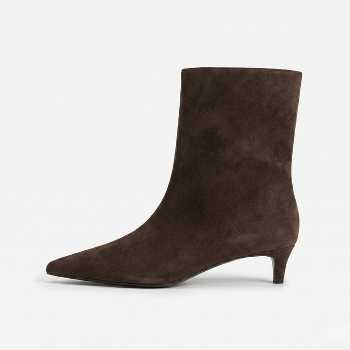 VALERIQUE | Bottines à Talon Pointu en Daim Femme - Café, Kaki et Noir