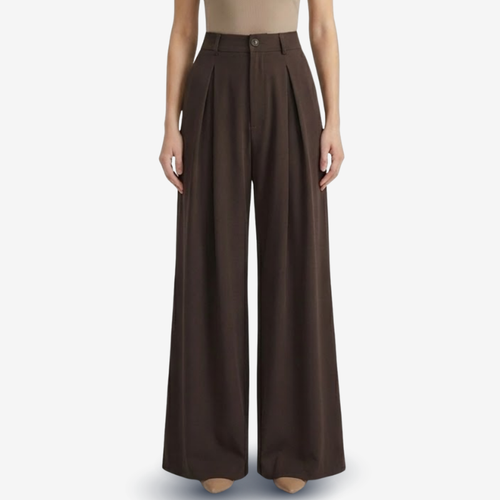 VALERIQUE | Pantalon Large Plissé Jacquard pour Femme – Élégance Fluide