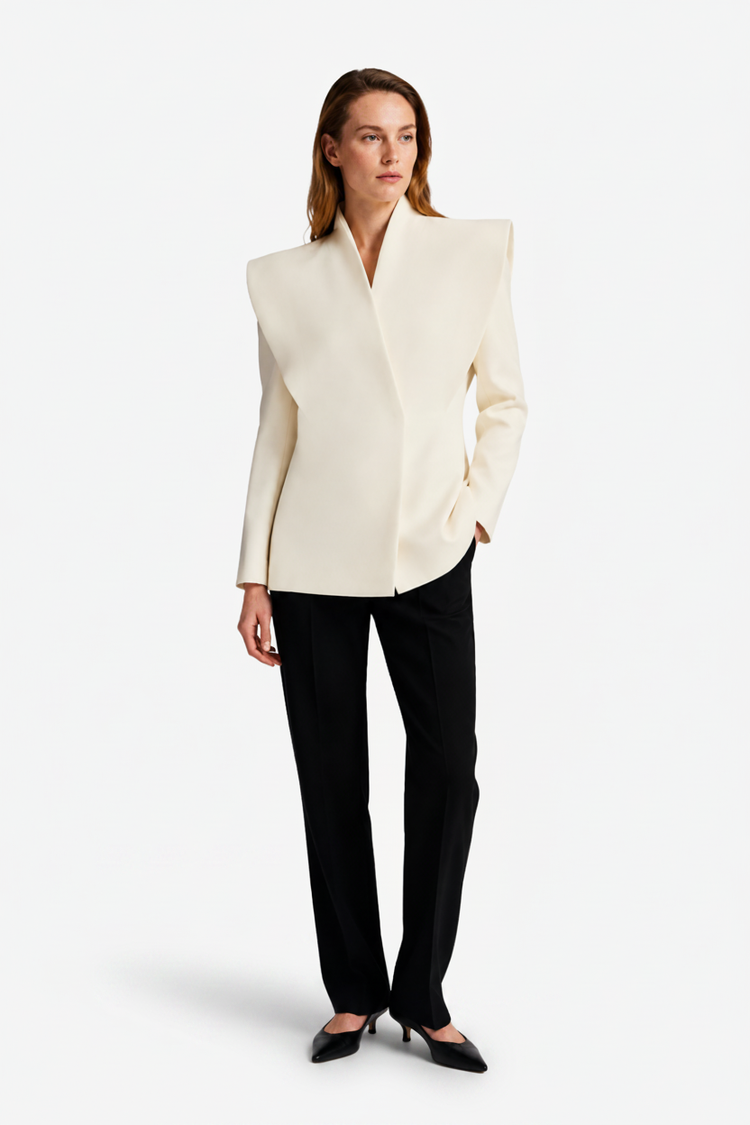 VALERIQUE | Blazer pour femme à épaules structurées – Coupe cintrée avec larges revers croisés