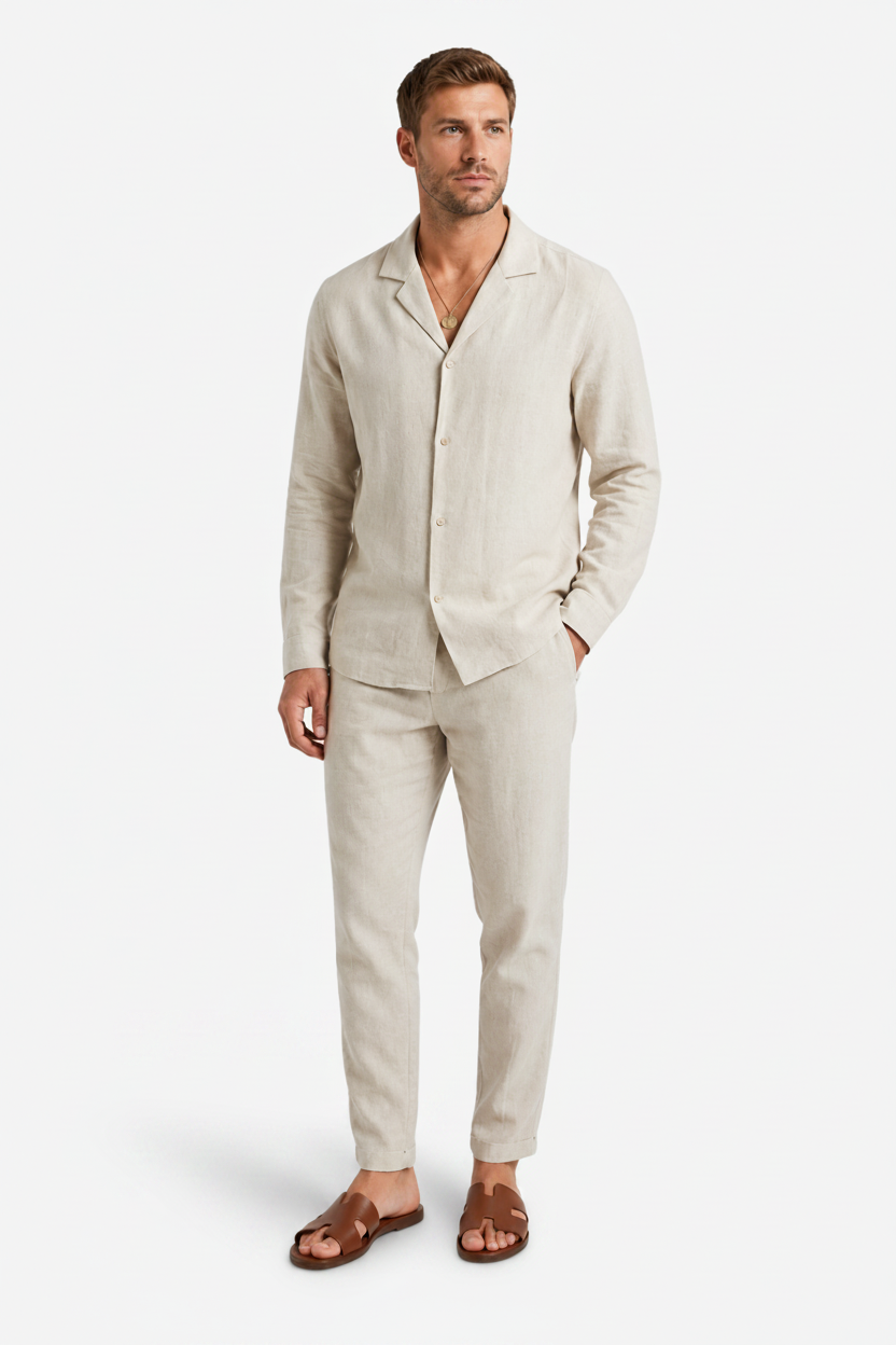 VALERIQUE | Ensemble Chemise et Pantalon en Lin pour Homme