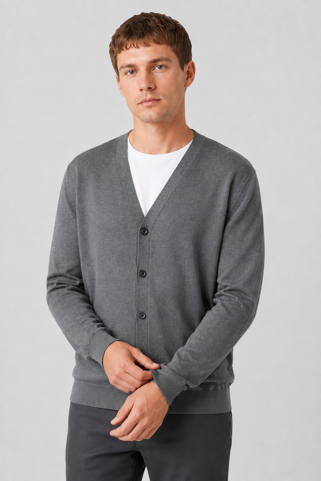 VALERIQUE | Cardigan Homme en Laine Mérinos – Design Classique à Boutons