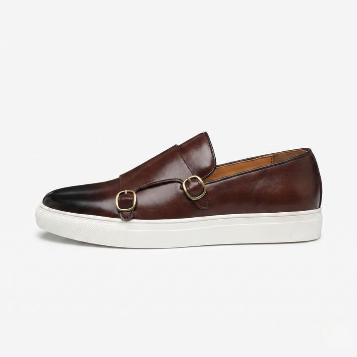 VALERIQUE | Chaussures à Double Boucle pour Homme - Café et Noir