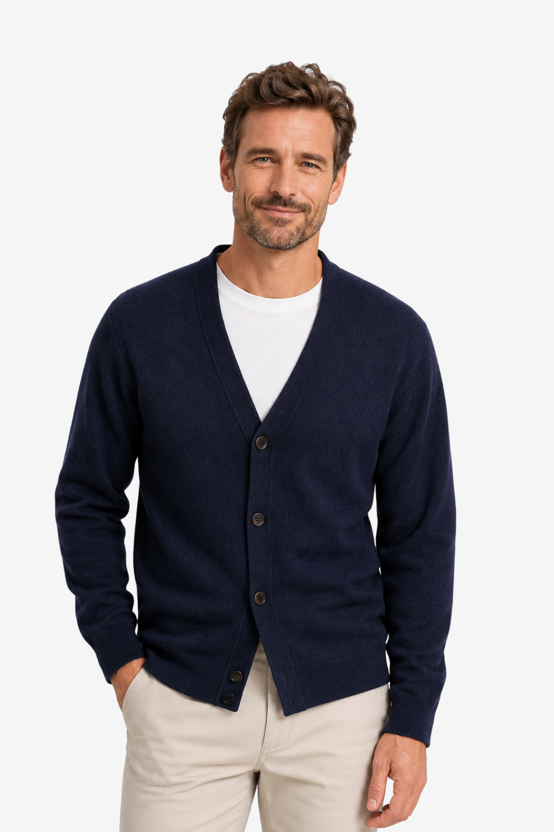 VALERIQUE | Cardigan Homme en Laine Mérinos – Design Classique à Boutons