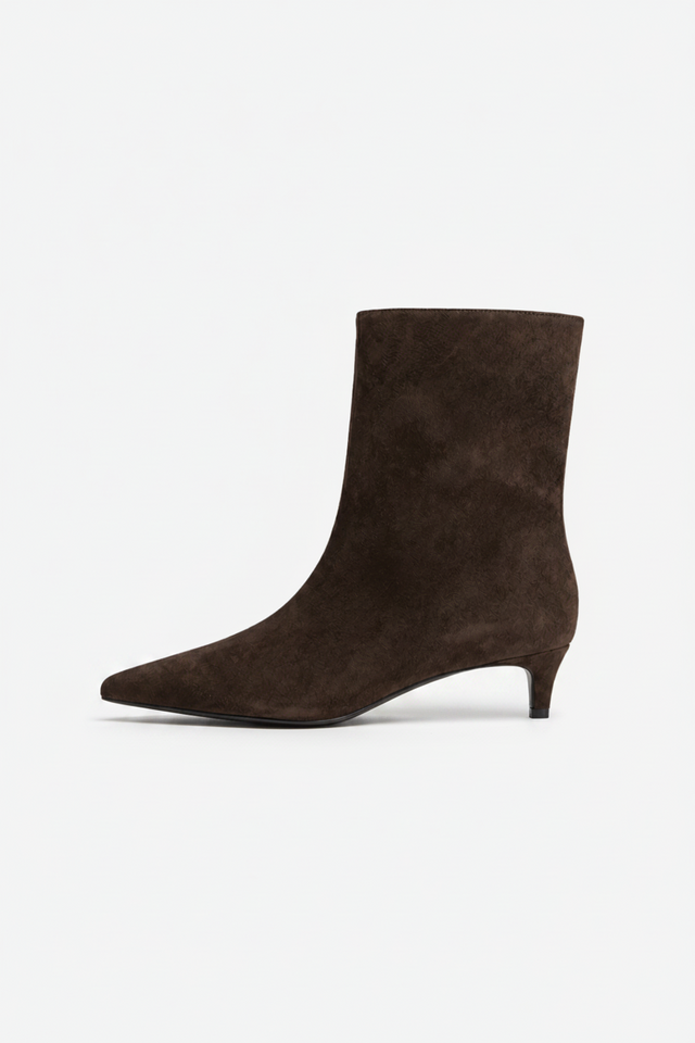 VALERIQUE | Bottines à Talon Pointu en Daim Femme - Café, Kaki et Noir
