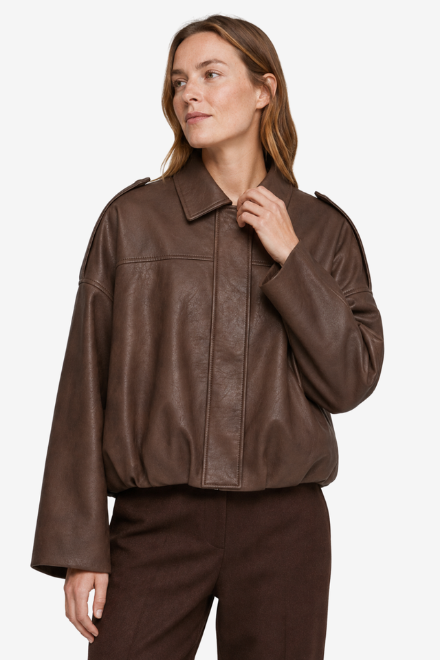 VALERIQUE | Veste Oversized en Cuir Femme - Café, Beige et Noir