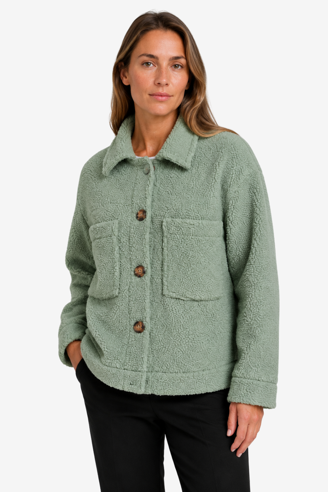 VALERIQUE | Manteau Droit Femme – Polaire Texturée et Poches