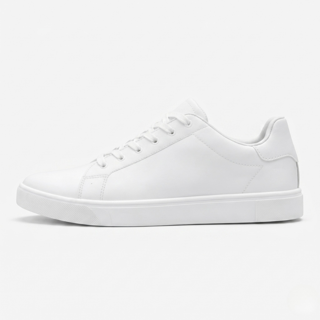 VALERIQUE | Baskets Basses Blanches à Lacets avec Détail Vert – Style Minimaliste