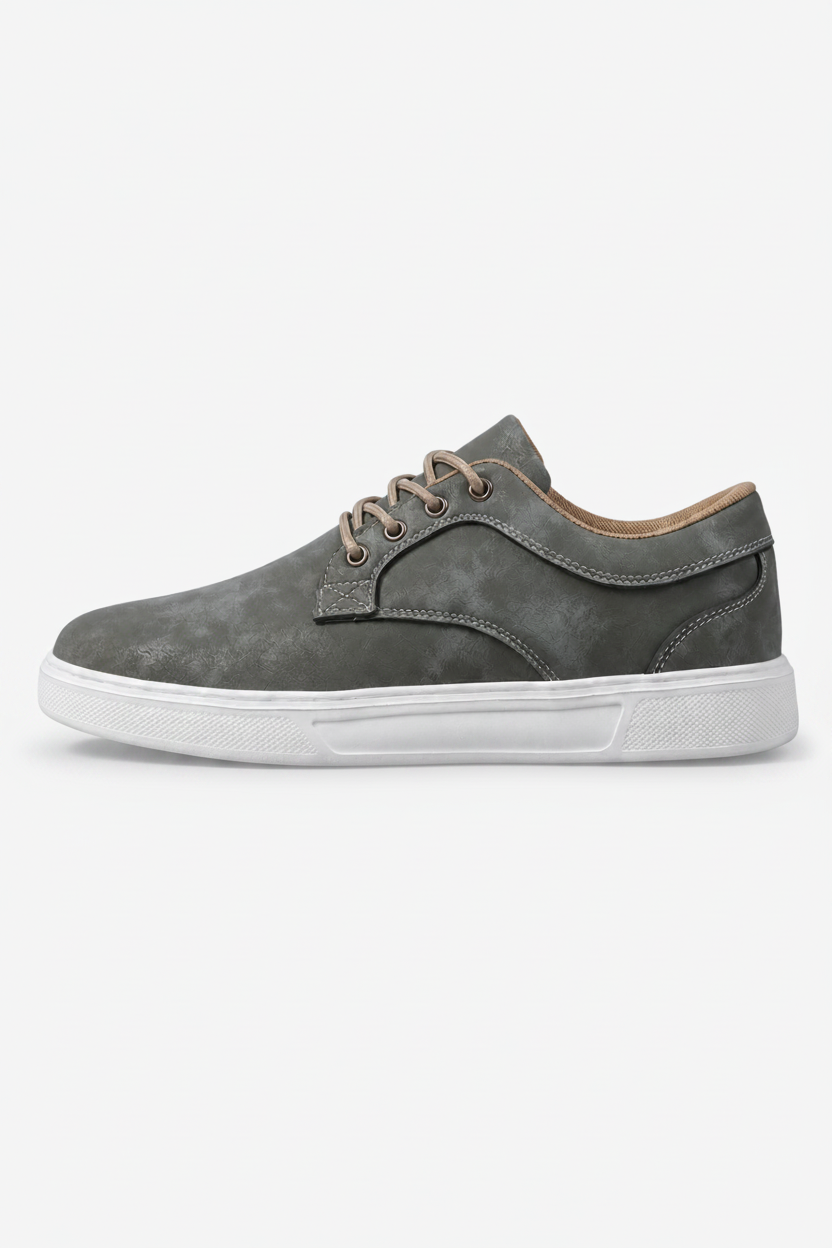 VALERIQUE | Homme baskets basses vert olive à lacets avec semelle blanche style minimaliste pour usage quotidien