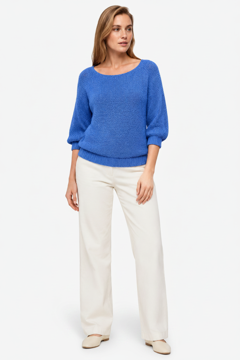 VALERIQUE | Pull en maille à manches longues pour femme – Col rond et coupe décontractée
