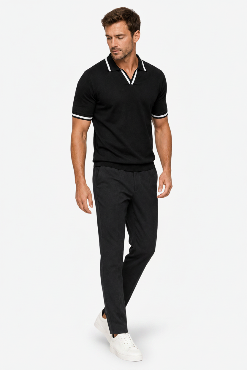 VALERIQUE | Homme Polo en coton coupe ajustée manches courtes col contrasté style décontracté