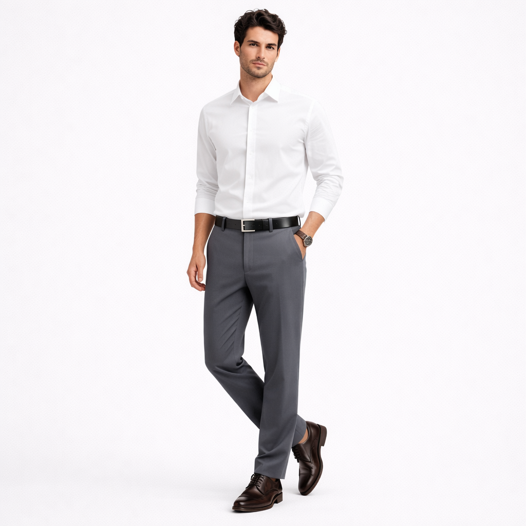 VALERIQUE | Pantalon Ajusté Gris Anthracite Coupe Élégante – Style Formel Moderne