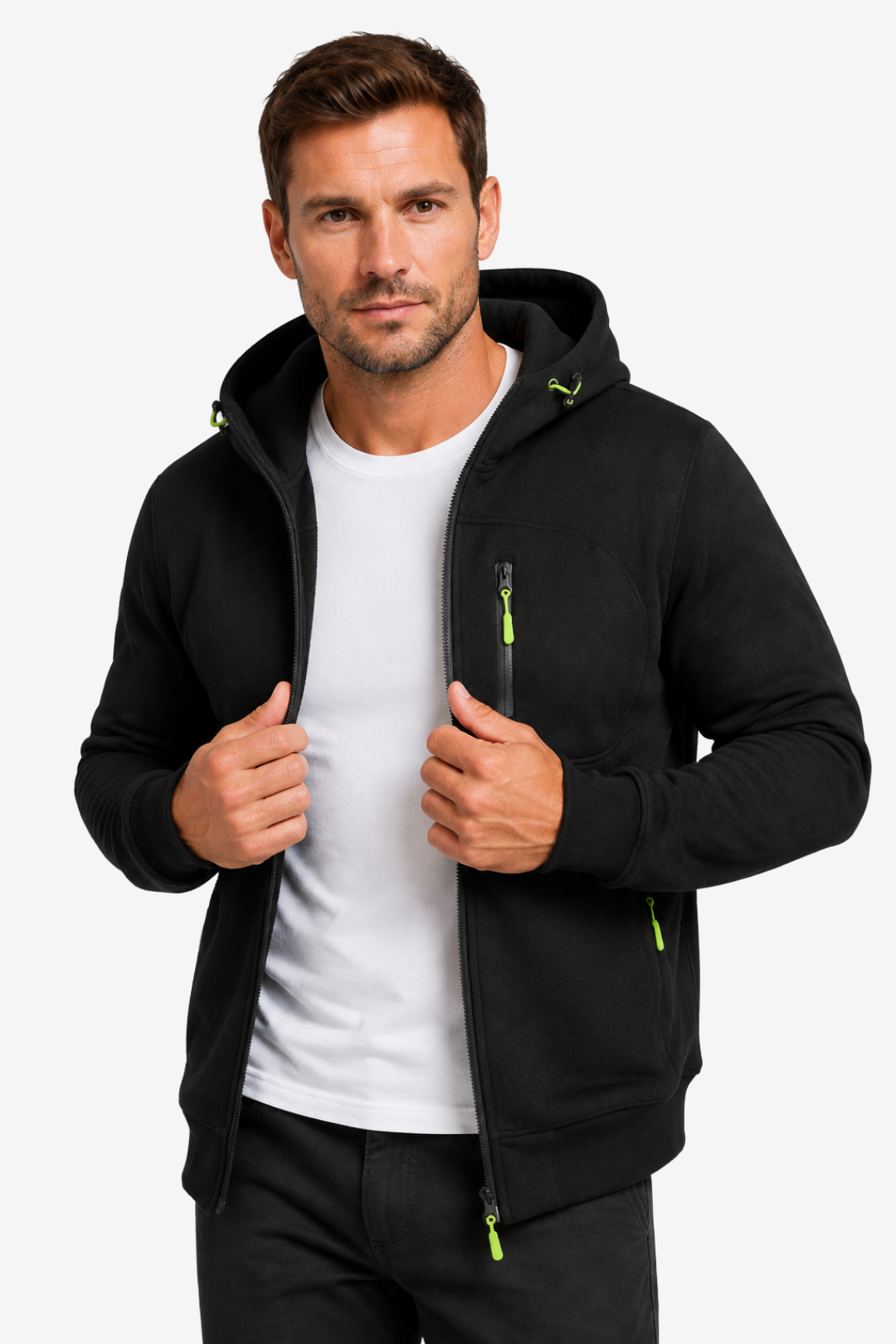 VALERIQUE | Veste polaire zippée pour homme – Modèle à capuche avec plusieurs poches zippées