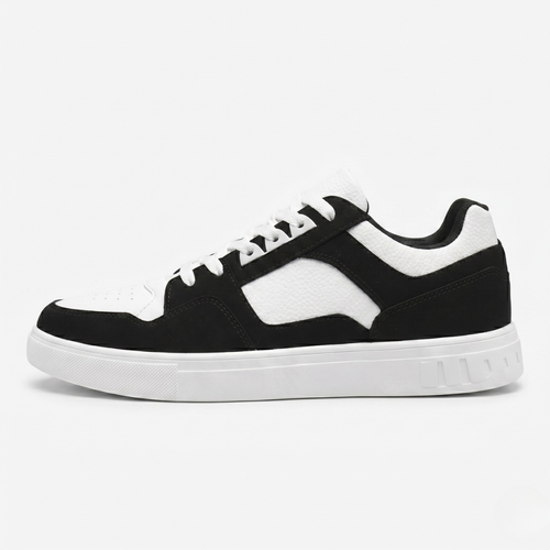 VALERIQUE | Baskets Bicolores Noir et Blanc à Lacets – Design Urbain Structuré